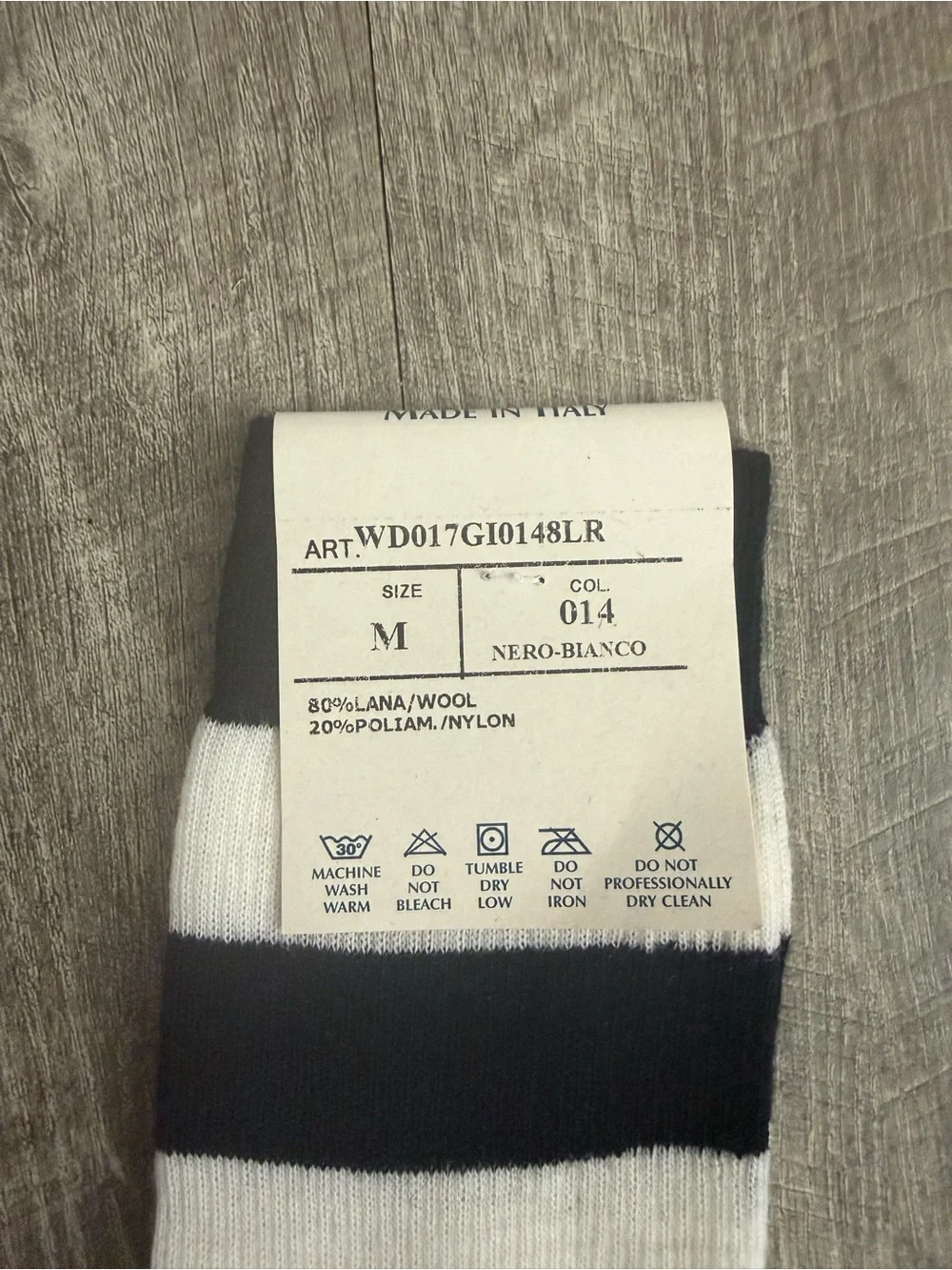 Maria La Rosa - Black & White Crew Wool Socks